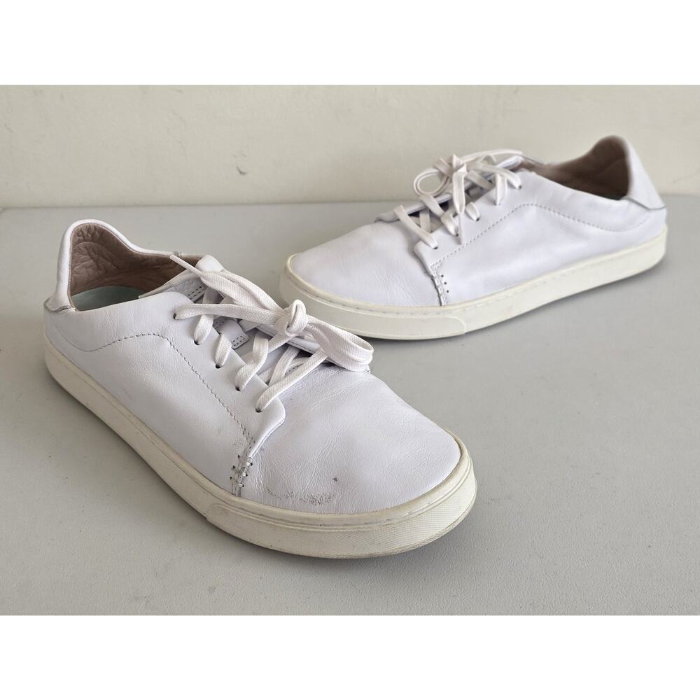 OluKai Pehuea Womens Li 'Ili Leather Collapsible Drop-in Heel Sneakers White S10